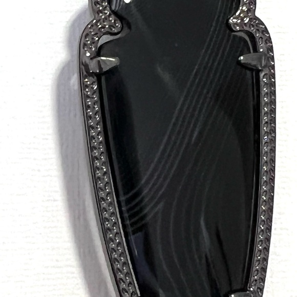 NWT RARE & Retired Kendra Scott Skylar Earrings Gunmetal & Black Banded Agate 😊 - Picture 12 of 14